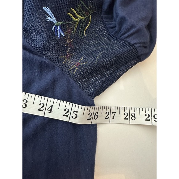 Studio JPR Tunic Top Women's 1X Plus Navy Boho 3/4‎ Sleeve Embroidered Stretch - Picture 6 of 9